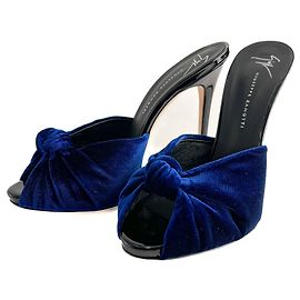 Giuseppe Zanotti Mule con tacco alto in velluto Colline Sabot 110 39 Blu