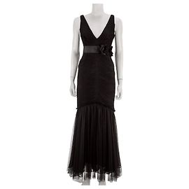 Vera Wang Schwarzes Tüll-Abendkleid "Eloise" im Meerjungfrau-Stil