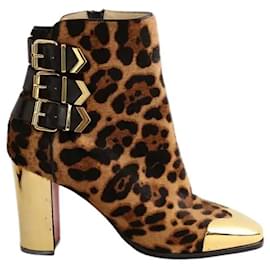 Christian Louboutin Braune Lederstiefel mit Schnallen