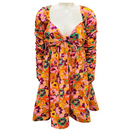 Vestido Mini Floral Multicolor Violeta con Frente Torcida de Zimmermann