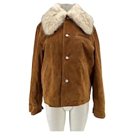 Autre Marque Giacca in pelle e pelliccia marrone