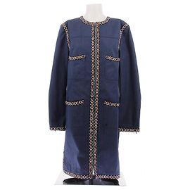 Chanel Lange Jeansjacke mit Baumwollstickereien