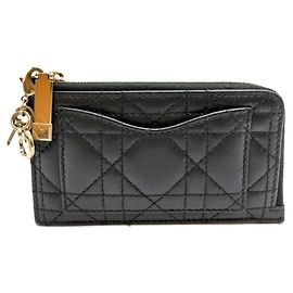 Portamonete in pelle nera Christian Dior