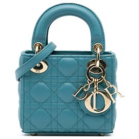 Dior Blu Micro Pelle di Agnello Cannage Lady Dior