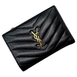 Saint Laurent Bi-Fold Geldbörse aus schwarzem Leder