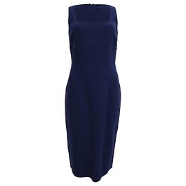 Michael Kors Midikleid mit quadratischem Ausschnitt aus marineblauer Wolle
