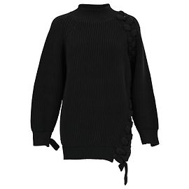 Oversized Chunky-Strickpullover von Victoria Beckham aus schwarzer Baumwolle