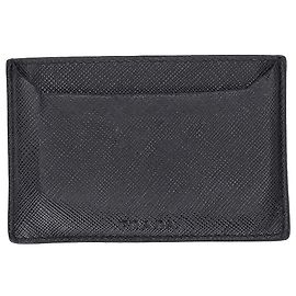 Prada Lux Card Holder in Black Saffiano Leather