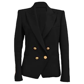 Blazer doppiopetto in lana nera Pierre Balmain