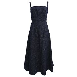 Autre Marque Emilia Wickstead Freya Sleeveless Denim Midi Dress in Navy Blue Cotton