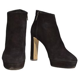 Botines de ante Monika de Diane Von Furstenberg, negros, talla 10B, tacones altos DVF