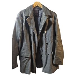 Cappotto in Lana Calvin Klein con Dettagli in Pelle