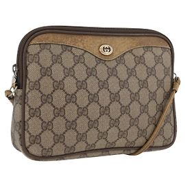 Gucci Borsa a Spalla GG Supreme PVC Beige Oro 97 02 068 Auth 173940