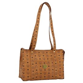 Bolso de Hombro MCM Vicetos Logogram de Cuero PVC Marrón Dorado Auth 172152
