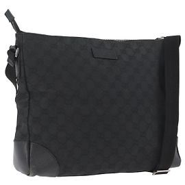 Borsa a Spalla GG Canvas Gucci Nera Argento 110054 Auth ka2902