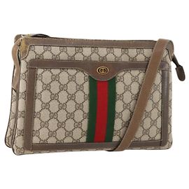 Borsa a Spalla Gucci GG Supreme Web Sherry Line PVC Beige 14 02 013 Auth 171659