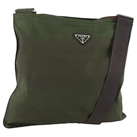 Borsa a Spalla PRADA in Nylon Verde Argento Autentica fm5146