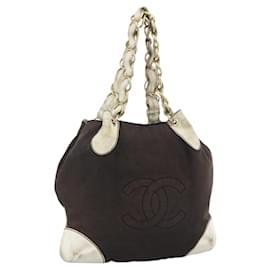 CHANEL COCO Borsa a Spalla con Catena in Tela Nera Oro CC Auth BA10872