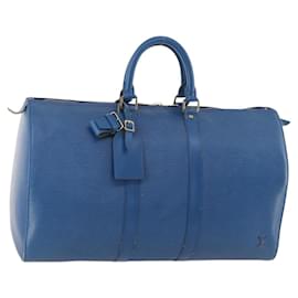 LOUIS VUITTON Epi Keepall 45 Borsa Boston Blu M42975 LV Auth 168373