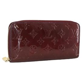 LOUIS VUITTON Monogram Vernis Zippy Long Wallet Rouge Favist M91536 Auth BA11335