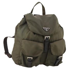 Zaino PRADA in nylon khaki argento autentico ti3677