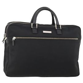 Borsa da lavoro BURBERRY in nylon nero e argento Auth ti3655