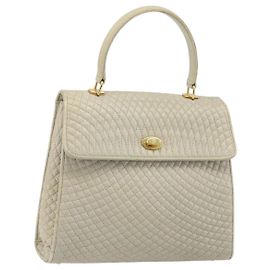 BALLY Borsa a mano in pelle avorio dorato Auth BA10961