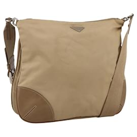 Borsa a Spalla PRADA in Nylon Beige Argento Autentica hk3534