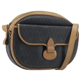 Borsa a spalla in tela a nido d'ape PVC nera e oro Christian Dior Auth ka2973