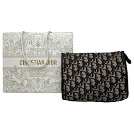 Clutch Vintage Dior Oblique Monogram Beige Blu Navy