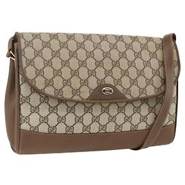 Gucci Borsa a Spalla GG Supreme in PVC Pelle Beige Oro 116 02 067 Auth 173967