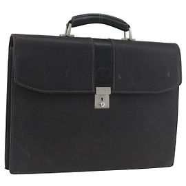 Borsa da lavoro Burberrys in pelle nera e argento Auth bs33515