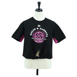 Dolce & Gabbana DOLCE&GABBANA D&G x Jujutsu Kaisen Camiseta Cortada de Algodón Negra Auth 167071SM