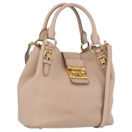 Borsa a mano Miu Miu in pelle 2 in 1 rosa oro Auth ka2936