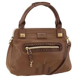 Borsa a mano in pelle Chloe Margaret 2 in 1 marrone oro Auth BA11217 - Chloé