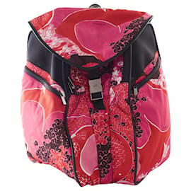 Gucci Rucksack aus bedrucktem Stoff mit Lederdetails