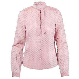 Miu Miu Rosa Bluse mit grünen Punkten und Halsschleife