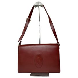 Autre Marque Vintage Cartier Leather Multiway Bag Burgundy