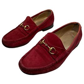 Mocassino in Camoscio Gucci Vintage con Bit Rosso 36,5