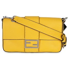 Borsa Baguette Selleria in Cuoio Romano Giallo di Fendi