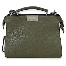 Borsa Mini Peekaboo ISeeU in pelle di vitello oliva Fendi
