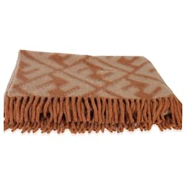 Fendi Beige Orange Alpaca Wool FF Throw