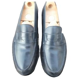 Mocassino JM Weston blu navy 9/5E 44 grande senza forme per scarpe