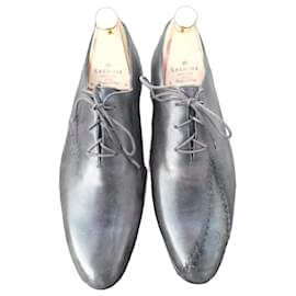 Richelieu Berluti Reparado 6 40 Gris Pátina Berenjena Reflejo Burdeos