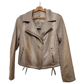 Autre Marque Silberne Metallische Bikerjacke Freda
