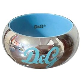 Bracciale alto rigido DOLCE & GABBANA argento e turchese con logo