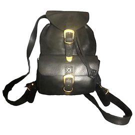 Zaino in pelle nera con logo Medusa Gianni Versace Couture