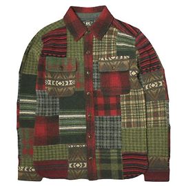 Camisa de trabajo de patchwork Ralph Lauren RRL suéter de lana y cachemira