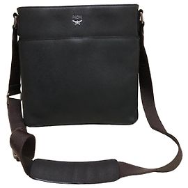 Borsa a tracolla MCM in pelle grigio scuro