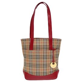 Borsa Tote in tela e pelle con motivo Nova Check di Burberry